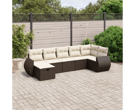 vidaXL vidaXL 7-cz. zestaw wypoczynkowy do ogrodu, z poduszkami, brązowy Dārza mēbeļu komplekti