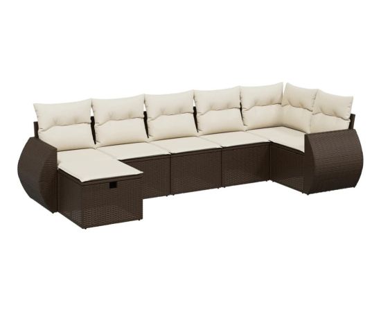 vidaXL vidaXL 7-cz. zestaw wypoczynkowy do ogrodu, z poduszkami, brązowy Dārza mēbeļu komplekti