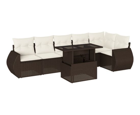 vidaXL vidaXL 7-cz. zestaw wypoczynkowy do ogrodu, z poduszkami, brązowy Dārza mēbeļu komplekti