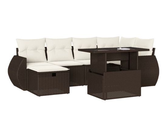 vidaXL vidaXL 7-cz. zestaw wypoczynkowy do ogrodu, z poduszkami, brązowy Dārza mēbeļu komplekti