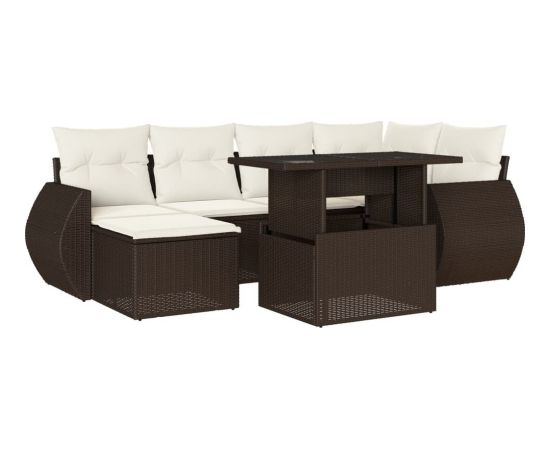 vidaXL vidaXL 7-cz. zestaw wypoczynkowy do ogrodu, z poduszkami, brązowy Dārza mēbeļu komplekti