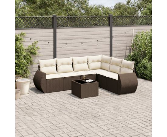 vidaXL vidaXL 7-cz. zestaw wypoczynkowy do ogrodu, z poduszkami, brązowy Dārza mēbeļu komplekti