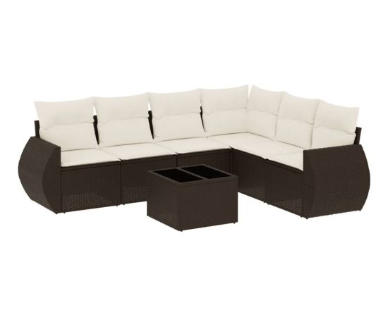 vidaXL vidaXL 7-cz. zestaw wypoczynkowy do ogrodu, z poduszkami, brązowy Dārza mēbeļu komplekti