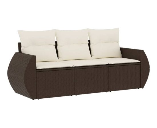 vidaXL vidaXL 3-cz. zestaw wypoczynkowy do ogrodu, poduszki, brąz, polirattan Dārza mēbeļu komplekti