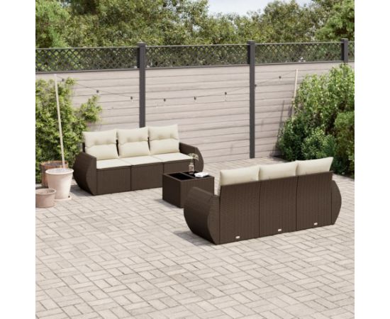 vidaXL vidaXL 7-cz. zestaw wypoczynkowy do ogrodu, z poduszkami, brązowy Dārza mēbeļu komplekti