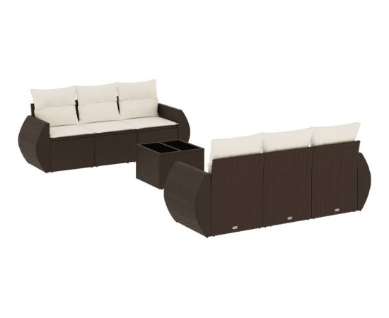 vidaXL vidaXL 7-cz. zestaw wypoczynkowy do ogrodu, z poduszkami, brązowy Dārza mēbeļu komplekti