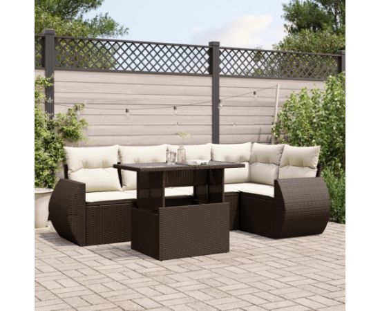 vidaXL vidaXL 6-cz. zestaw wypoczynkowy do ogrodu, z poduszkami, brązowy Dārza mēbeļu komplekti