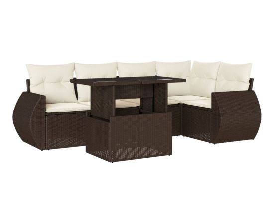 vidaXL vidaXL 6-cz. zestaw wypoczynkowy do ogrodu, z poduszkami, brązowy Dārza mēbeļu komplekti