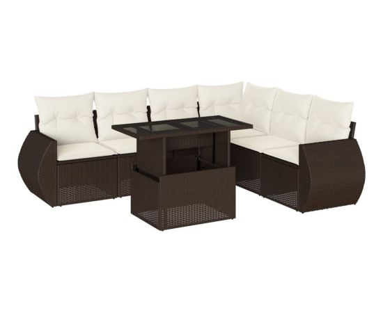 vidaXL vidaXL 7-cz. zestaw wypoczynkowy do ogrodu, z poduszkami, brązowy Dārza mēbeļu komplekti