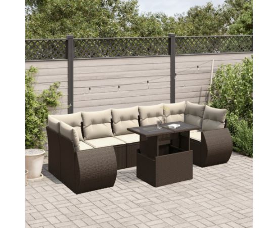 vidaXL vidaXL 8-cz. zestaw wypoczynkowy do ogrodu, z poduszkami, brązowy Dārza mēbeļu komplekti