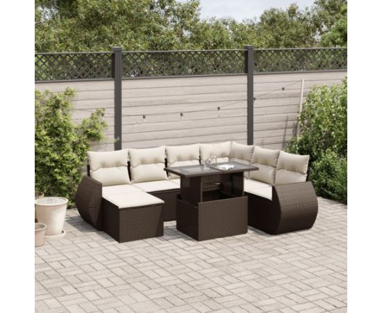 vidaXL vidaXL 8-cz. zestaw wypoczynkowy do ogrodu, z poduszkami, brązowy Dārza mēbeļu komplekti