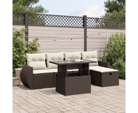 vidaXL vidaXL 6-cz. zestaw wypoczynkowy do ogrodu, z poduszkami, brązowy Dārza mēbeļu komplekti