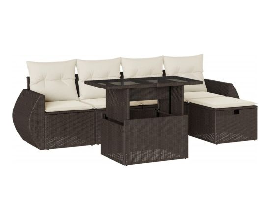 vidaXL vidaXL 6-cz. zestaw wypoczynkowy do ogrodu, z poduszkami, brązowy Dārza mēbeļu komplekti