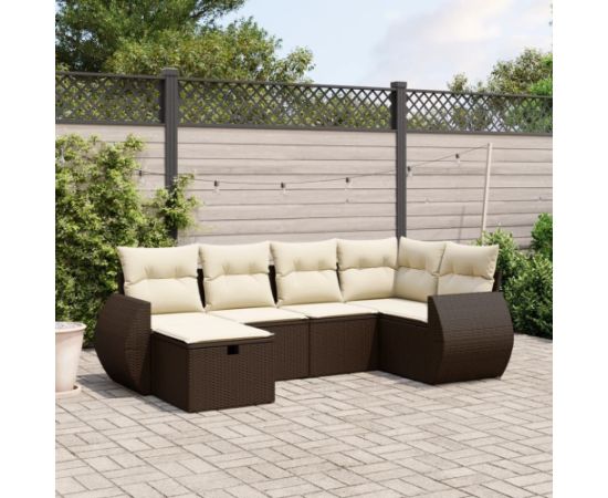 vidaXL vidaXL 6-cz. zestaw wypoczynkowy do ogrodu, z poduszkami, brązowy Dārza mēbeļu komplekti