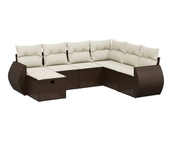 vidaXL vidaXL 7-cz. zestaw wypoczynkowy do ogrodu, z poduszkami, brązowy Dārza mēbeļu komplekti