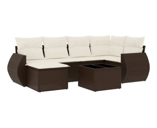 vidaXL vidaXL 7-cz. zestaw wypoczynkowy do ogrodu, z poduszkami, brązowy Dārza mēbeļu komplekti