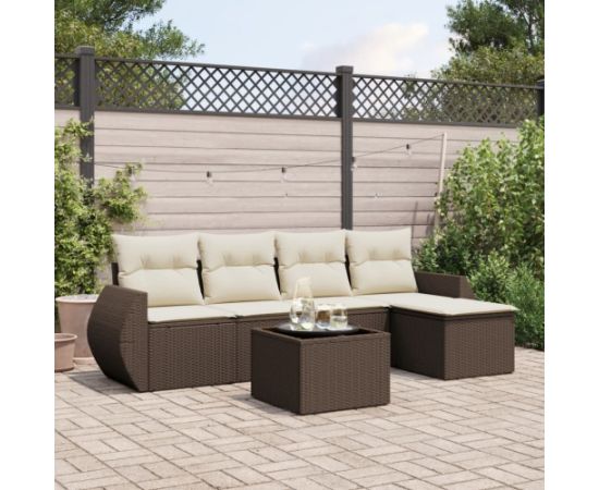 vidaXL vidaXL 6-cz. zestaw wypoczynkowy do ogrodu, z poduszkami, brązowy Dārza mēbeļu komplekti