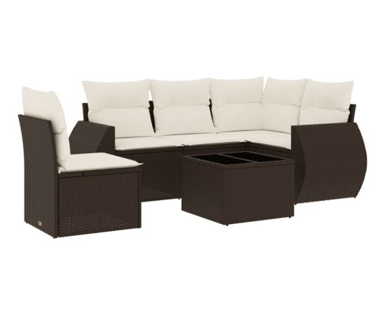 vidaXL vidaXL 6-cz. zestaw wypoczynkowy do ogrodu, z poduszkami, brązowy Dārza mēbeļu komplekti