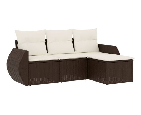 vidaXL vidaXL 4-cz zestaw wypoczynkowy do ogrodu, poduszki, brązowy rattan PE Dārza mēbeļu komplekti