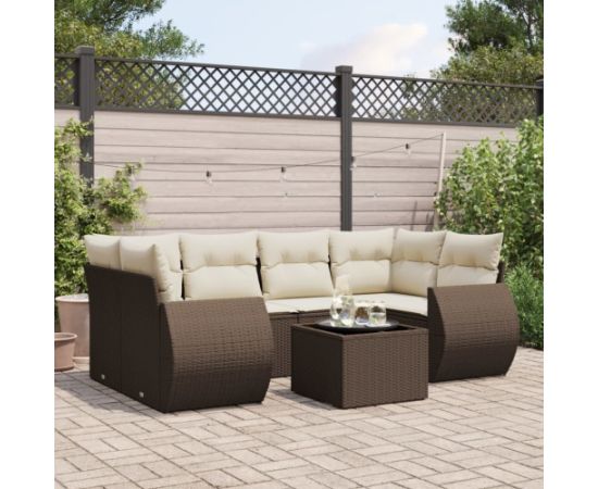 vidaXL vidaXL 7-cz. zestaw wypoczynkowy do ogrodu, z poduszkami, brązowy Dārza mēbeļu komplekti