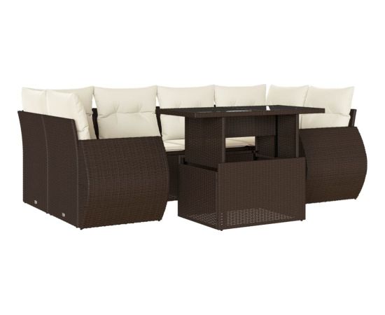 vidaXL vidaXL 7-cz. zestaw wypoczynkowy do ogrodu, z poduszkami, brązowy Dārza mēbeļu komplekti