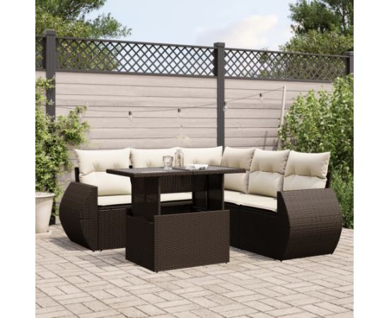 vidaXL vidaXL 6-cz. zestaw wypoczynkowy do ogrodu, z poduszkami, brązowy Dārza mēbeļu komplekti