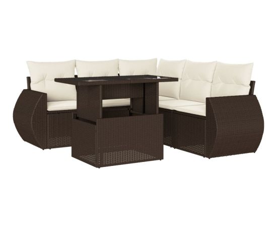 vidaXL vidaXL 6-cz. zestaw wypoczynkowy do ogrodu, z poduszkami, brązowy Dārza mēbeļu komplekti