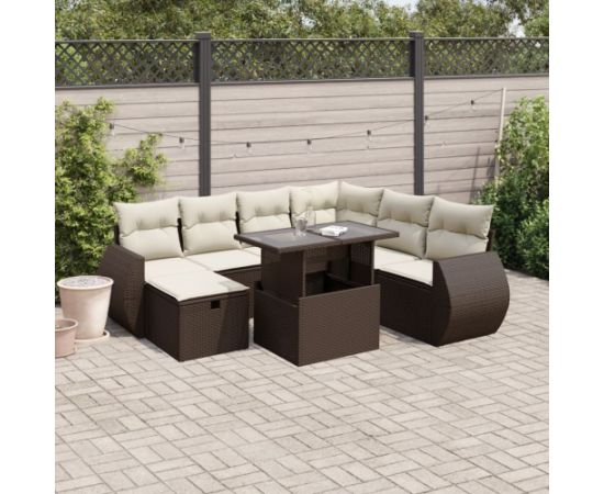 vidaXL vidaXL 8-cz. zestaw wypoczynkowy do ogrodu, z poduszkami, brązowy Dārza mēbeļu komplekti