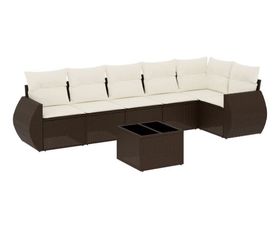 vidaXL vidaXL 7-cz. zestaw wypoczynkowy do ogrodu, z poduszkami, brązowy Dārza mēbeļu komplekti