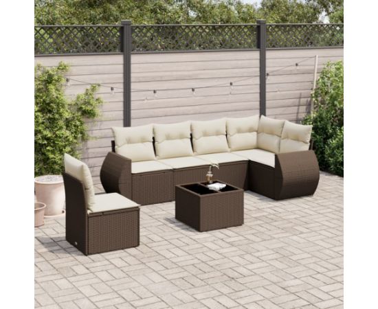 vidaXL vidaXL 7-cz. zestaw wypoczynkowy do ogrodu, z poduszkami, brązowy Dārza mēbeļu komplekti