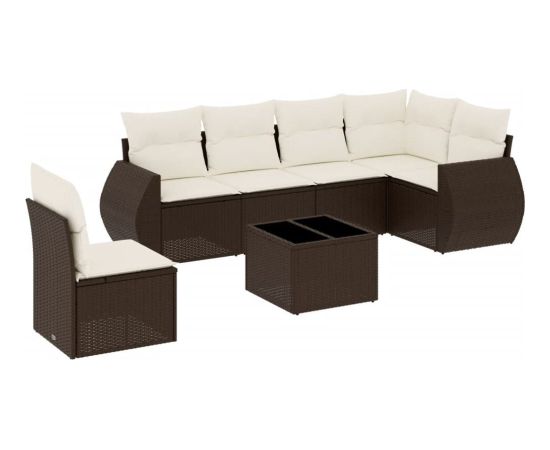 vidaXL vidaXL 7-cz. zestaw wypoczynkowy do ogrodu, z poduszkami, brązowy Dārza mēbeļu komplekti