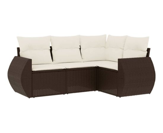 vidaXL vidaXL 4-cz zestaw wypoczynkowy do ogrodu, poduszki, brązowy rattan PE Dārza mēbeļu komplekti