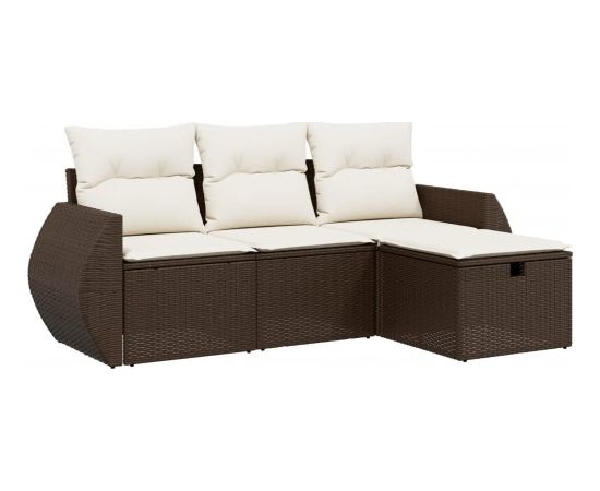 vidaXL vidaXL 4-cz zestaw wypoczynkowy do ogrodu, poduszki, brązowy rattan PE Dārza mēbeļu komplekti
