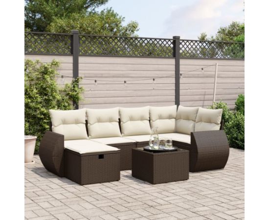 vidaXL vidaXL 7-cz. zestaw wypoczynkowy do ogrodu, z poduszkami, brązowy Dārza mēbeļu komplekti