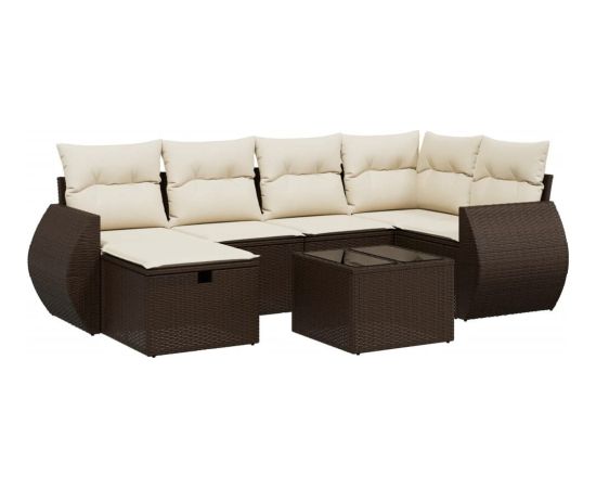 vidaXL vidaXL 7-cz. zestaw wypoczynkowy do ogrodu, z poduszkami, brązowy Dārza mēbeļu komplekti