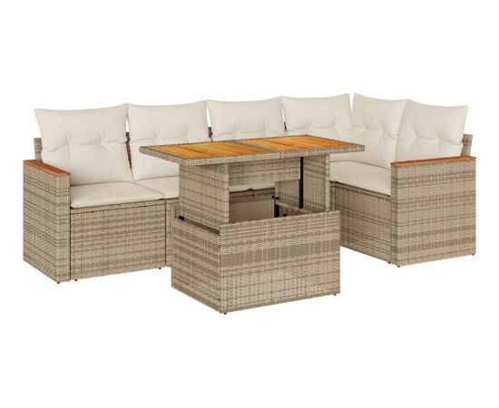 vidaXL vidaXL 5-cz. zestaw mebli z poduszkami, beżowy, rattan PE i akacja Dārza mēbeļu komplekti