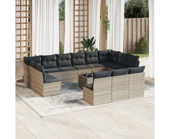 vidaXL vidaXL 14-cz. zestaw mebli ogrodowych, z poduszkami, jasnoszary Dārza mēbeļu komplekti