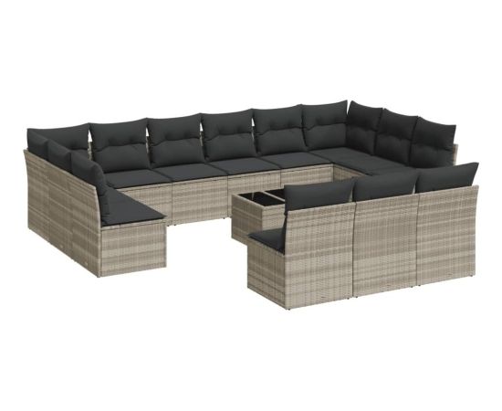 vidaXL vidaXL 14-cz. zestaw mebli ogrodowych, z poduszkami, jasnoszary Dārza mēbeļu komplekti