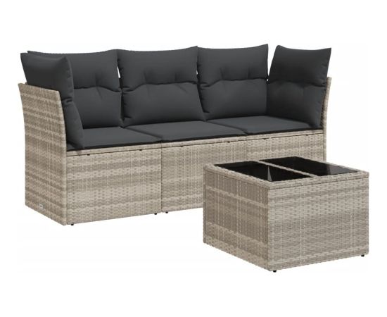 vidaXL vidaXL 4-cz. zestaw wypoczynkowy do ogrodu, poduszki, jasnoszary Dārza mēbeļu komplekti