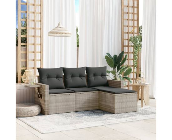 vidaXL vidaXL 4-cz. zestaw wypoczynkowy do ogrodu, poduszki, jasnoszary Dārza mēbeļu komplekti