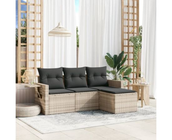 vidaXL vidaXL 4-cz. zestaw wypoczynkowy do ogrodu, poduszki, jasnoszary Dārza mēbeļu komplekti