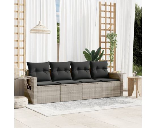 vidaXL vidaXL 4-cz. zestaw wypoczynkowy do ogrodu, poduszki, jasnoszary Dārza mēbeļu komplekti