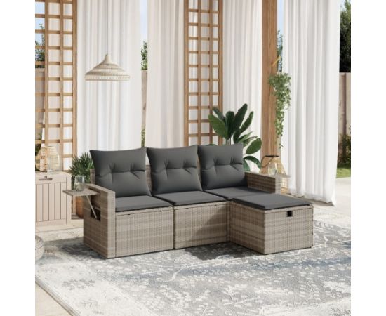 vidaXL vidaXL 4-cz. zestaw wypoczynkowy do ogrodu, poduszki, jasnoszary Dārza mēbeļu komplekti