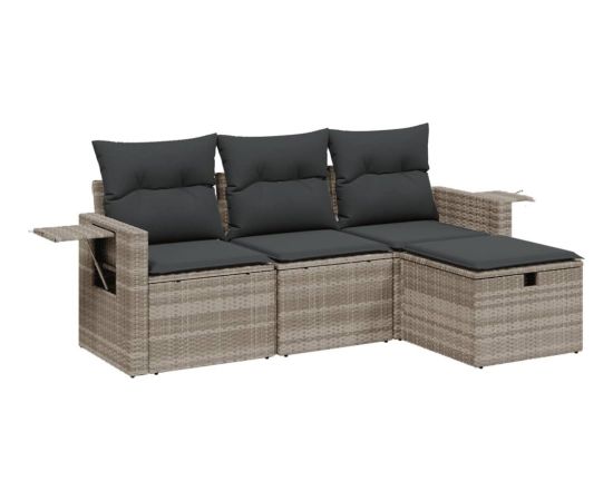 vidaXL vidaXL 4-cz. zestaw wypoczynkowy do ogrodu, poduszki, jasnoszary Dārza mēbeļu komplekti