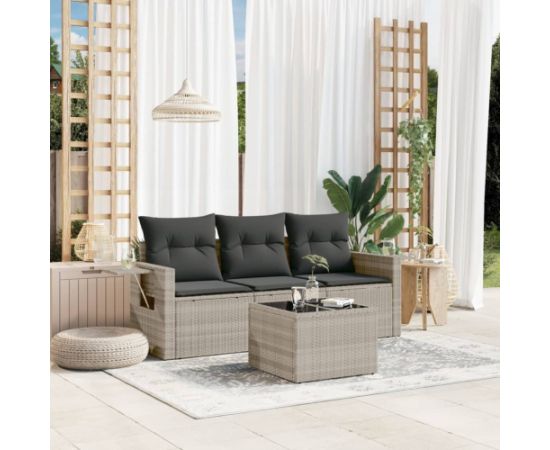 vidaXL vidaXL 4-cz. zestaw wypoczynkowy do ogrodu, poduszki, jasnoszary Dārza mēbeļu komplekti