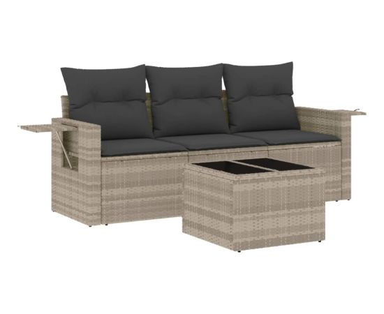 vidaXL vidaXL 4-cz. zestaw wypoczynkowy do ogrodu, poduszki, jasnoszary Dārza mēbeļu komplekti