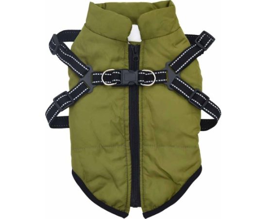 vidaXL Płaszcz dla psa z szelkami, wodoodporny, zielony, 2XL Citas preces