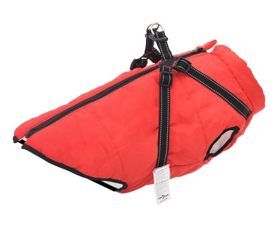 vidaXL Płaszcz dla psa z szelkami, wodoodporny, czerwony, 4XL Citas preces
