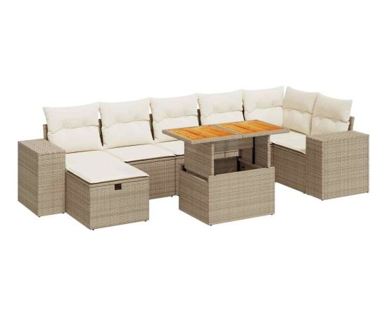 vidaXL 5-cz. zestaw mebli z poduszkami, beżowy, rattan PE i akacja Dārza mēbeļu komplekti