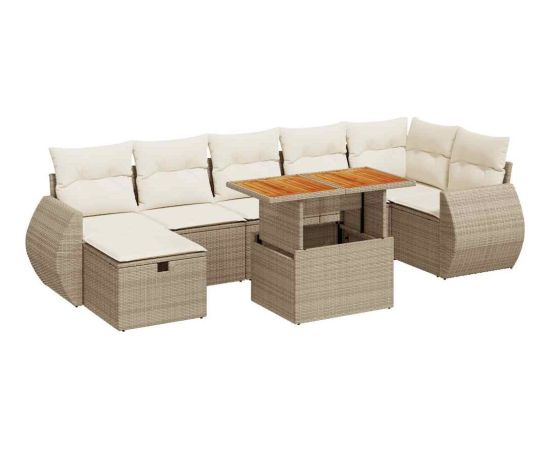 vidaXL 5-cz. zestaw mebli z poduszkami, beżowy, rattan PE i akacja Dārza mēbeļu komplekti